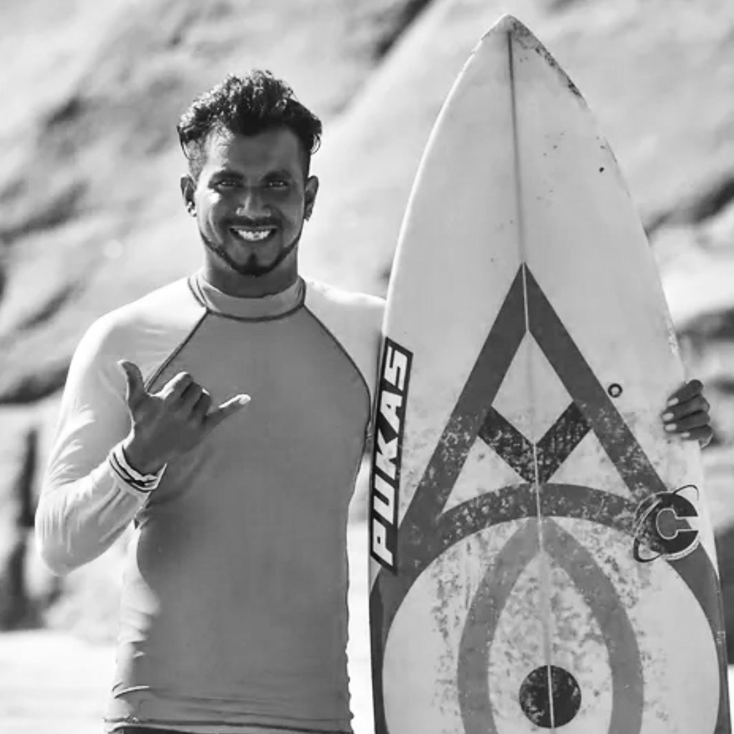 Arugam Bay surf lessons with Atha, portrait of surf instructor Atha